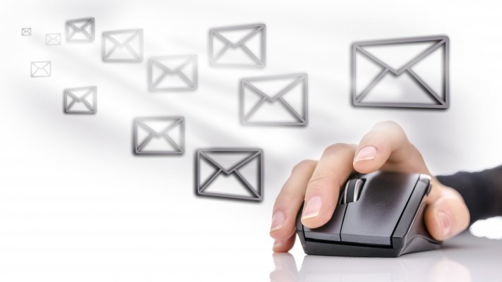 hand on mouse mail envelopes email marketing